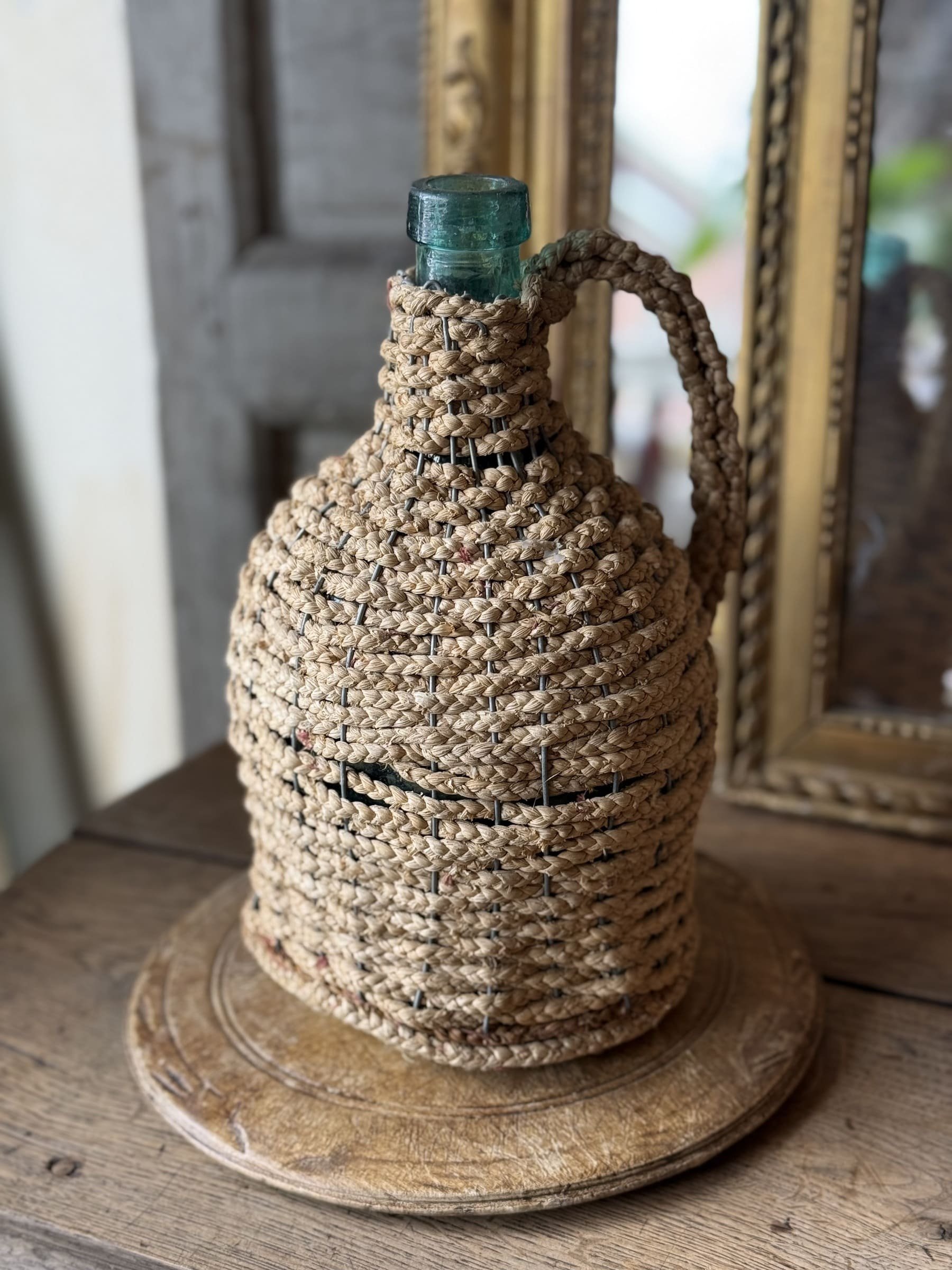 Vintage Wicker Demijohn Wine Bottle Jug